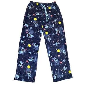 Disney Stitch Pajama Pants Womens M Blue Space Graphic Print Drawstring